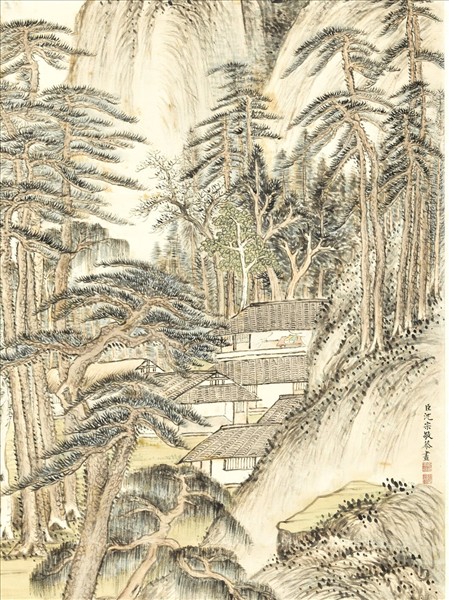 清沈宗敬萬松春靄　軸