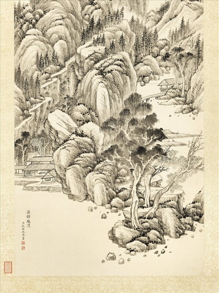 清錢維城山水　軸