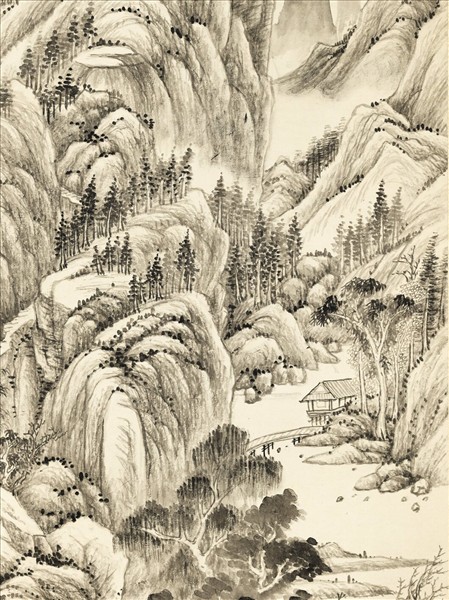 清錢維城山水　軸