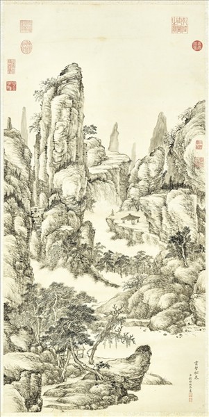 清錢維城畫雲壑松泉　軸