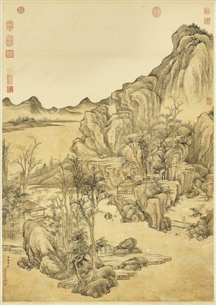 清錢維城畫溪橋曳杖　軸