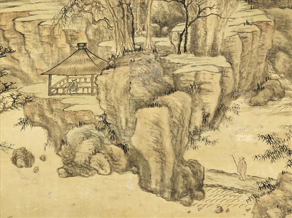 清錢維城畫溪橋曳杖　軸