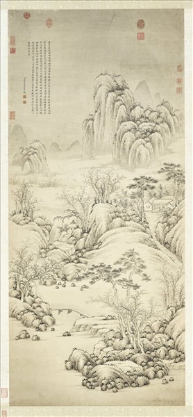 清錢維城寒林欲雪　軸