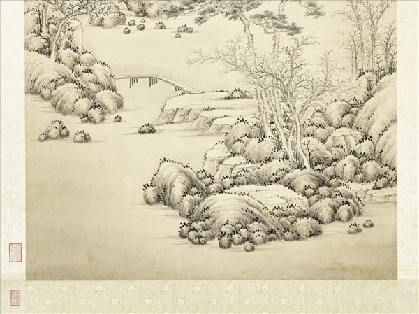 清錢維城寒林欲雪　軸