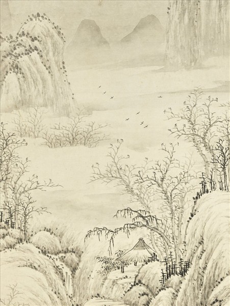 清錢維城寒林欲雪　軸