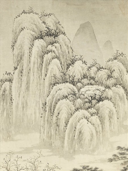 清錢維城寒林欲雪　軸