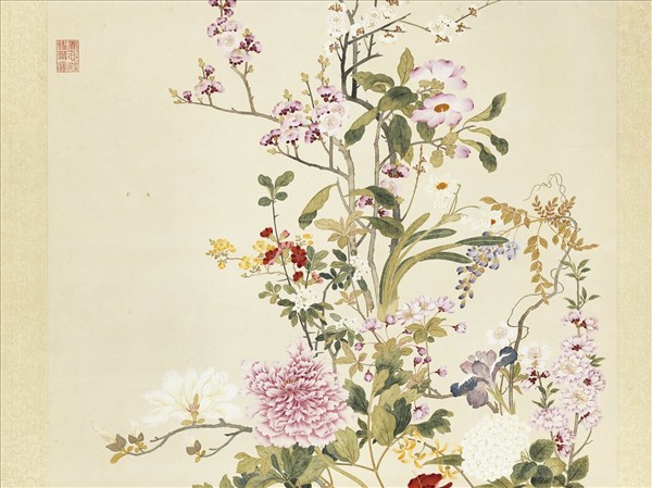 清錢維城畫萬彙熙春圖　軸