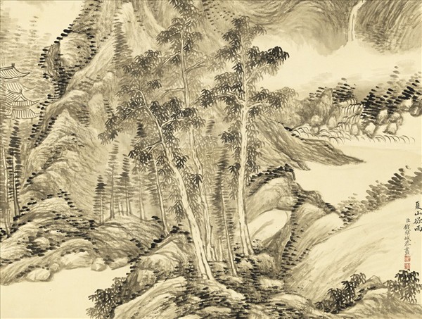 清錢維城夏山欲雨　軸