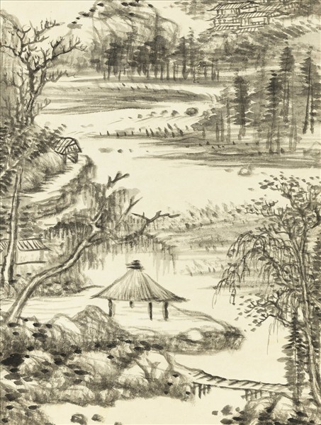 清錢維城溪亭秋色　軸