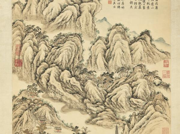 清錢維城畫豫省白雲寺圖　軸