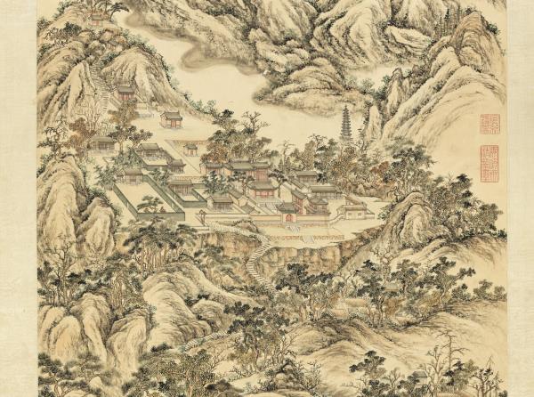 清錢維城畫豫省白雲寺圖　軸