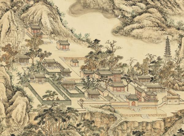 清錢維城畫豫省白雲寺圖　軸