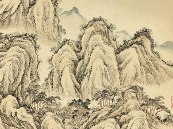 清錢維城畫豫省白雲寺圖　軸