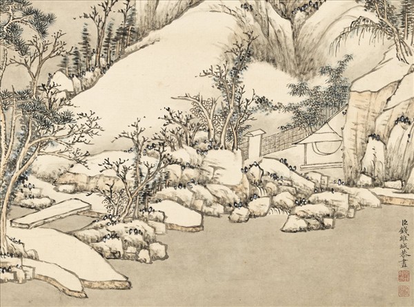 清錢維城雪浦歸帆圖　軸