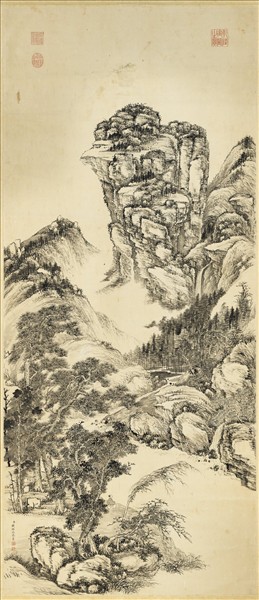 清錢維城觀泉圖　軸