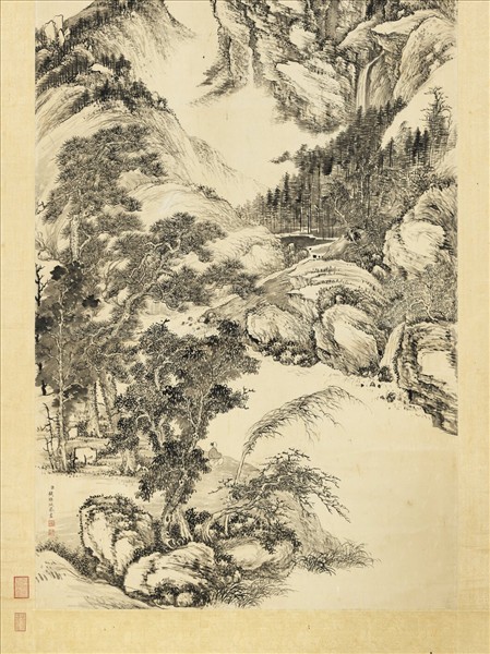 清錢維城觀泉圖　軸