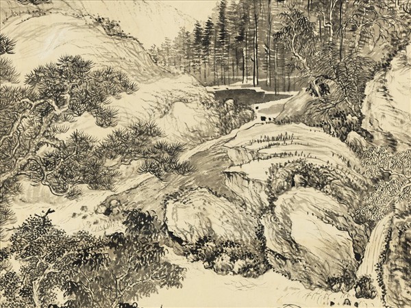 清錢維城觀泉圖　軸