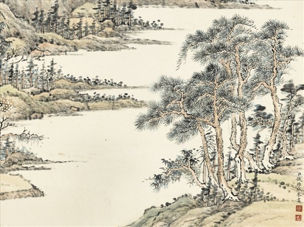 清錢維城倣黃公望秋山圖　軸