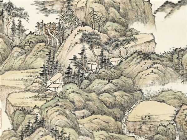 清錢維城倣黃公望秋山圖　軸