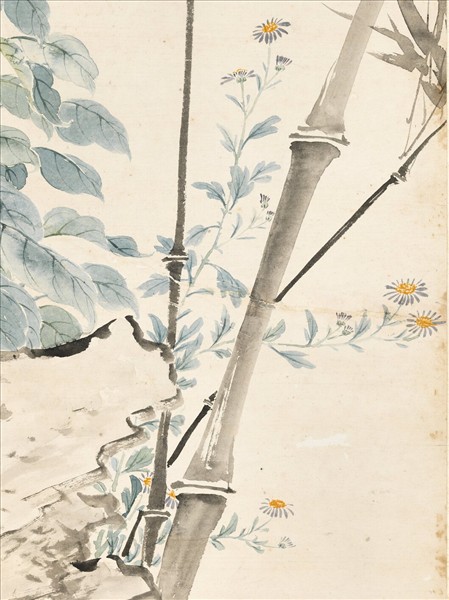 清錢維城竹石寫生　軸