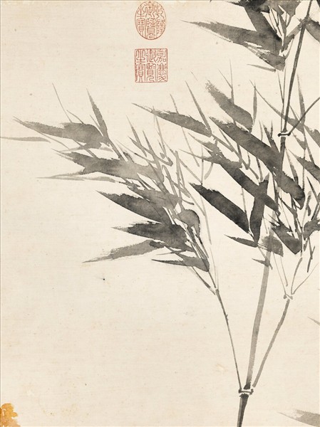 清錢維城竹石寫生　軸