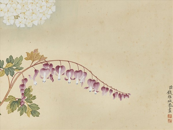 清錢維城夏花四種　軸