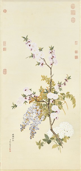 清錢維城畫花卉　軸