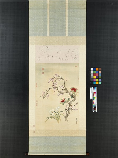 清錢維城畫梅茶水仙　軸