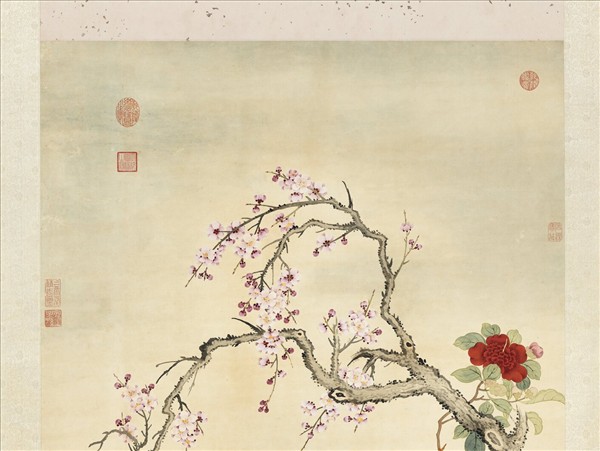 清錢維城畫梅茶水仙　軸