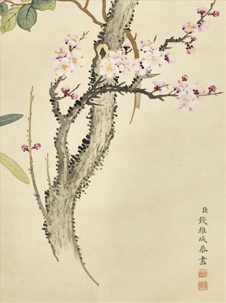 清錢維城畫梅茶水仙　軸