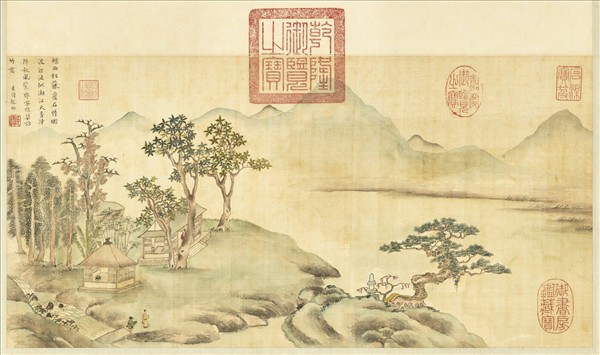 清超揆攜琴訪友小景　軸