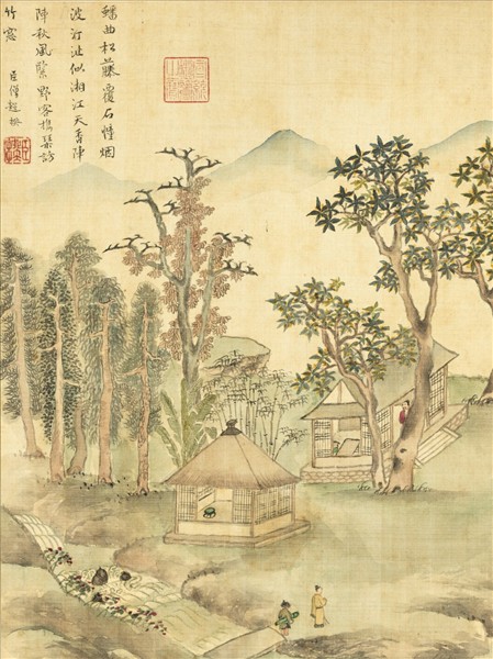 清超揆攜琴訪友小景　軸