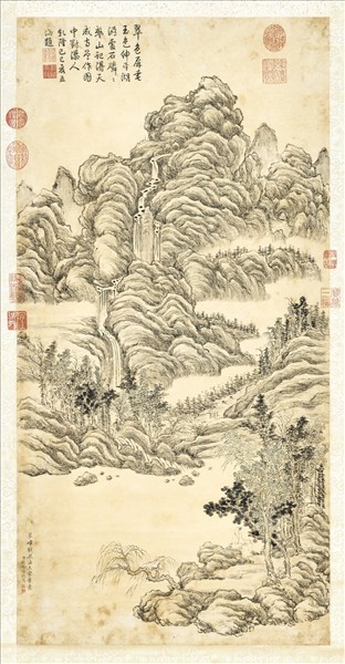 清張若澄畫翠嶂觀泉　軸