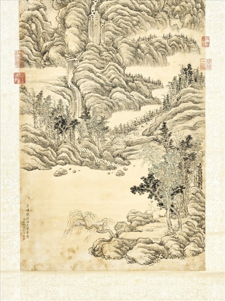 清張若澄畫翠嶂觀泉　軸