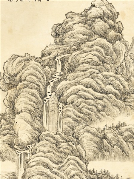 清張若澄畫翠嶂觀泉　軸