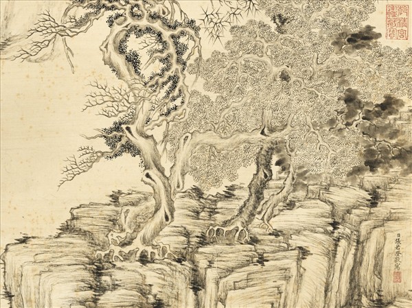 清張若澄笠亭嵐靄　軸