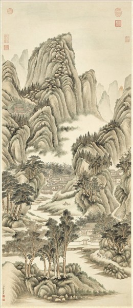 清永瑢春山遊騎　軸