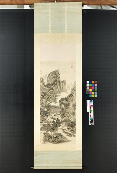 清永瑢春山遊騎　軸