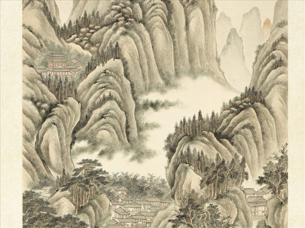 清永瑢春山遊騎　軸