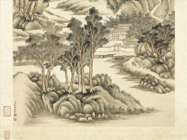 清永瑢春山遊騎　軸