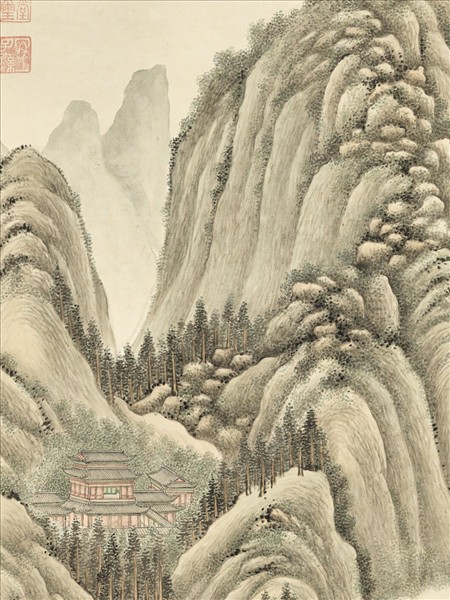 清永瑢春山遊騎　軸