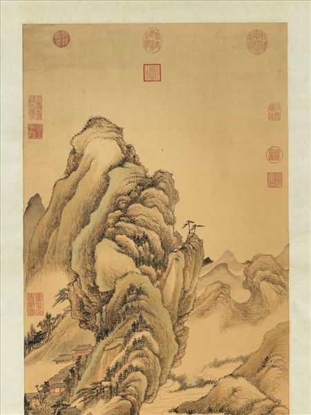 清永瑢畫山村秋樹　軸