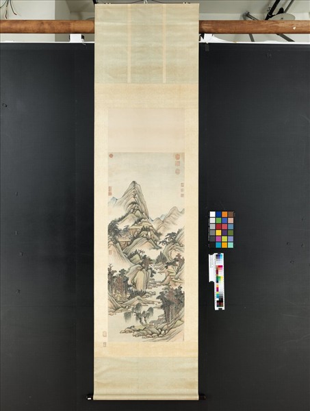 清永瑢畫秋寺鳴泉　軸