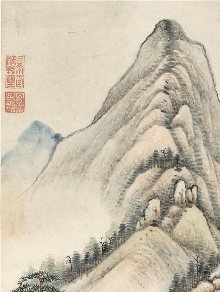 清永瑢畫秋寺鳴泉　軸