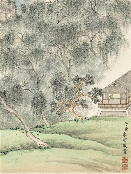 清永瑢松壑層軒　軸