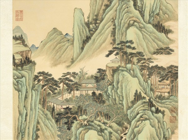 清永瑢畫松壑探奇　軸