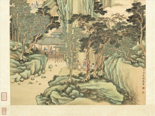 清永瑢畫松壑探奇　軸