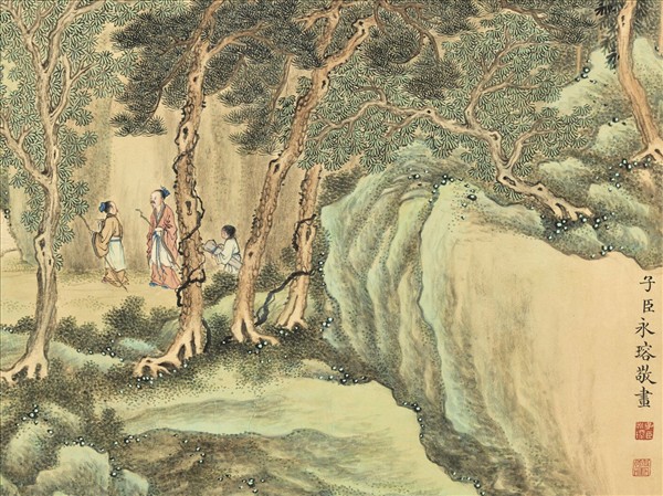 清永瑢畫松壑探奇　軸