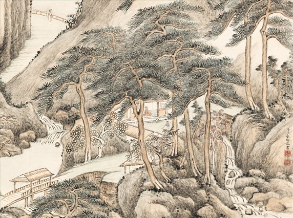 清永瑢畫松溪仙館　軸