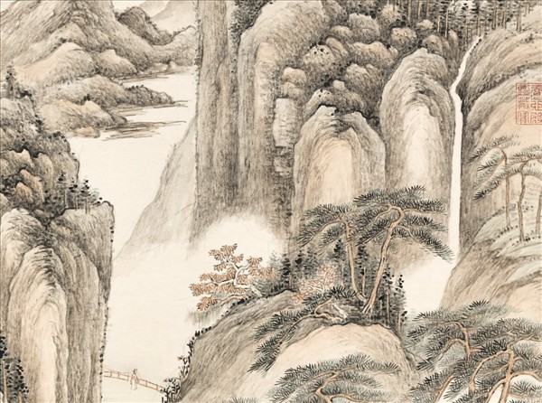 清永瑢畫松溪仙館　軸